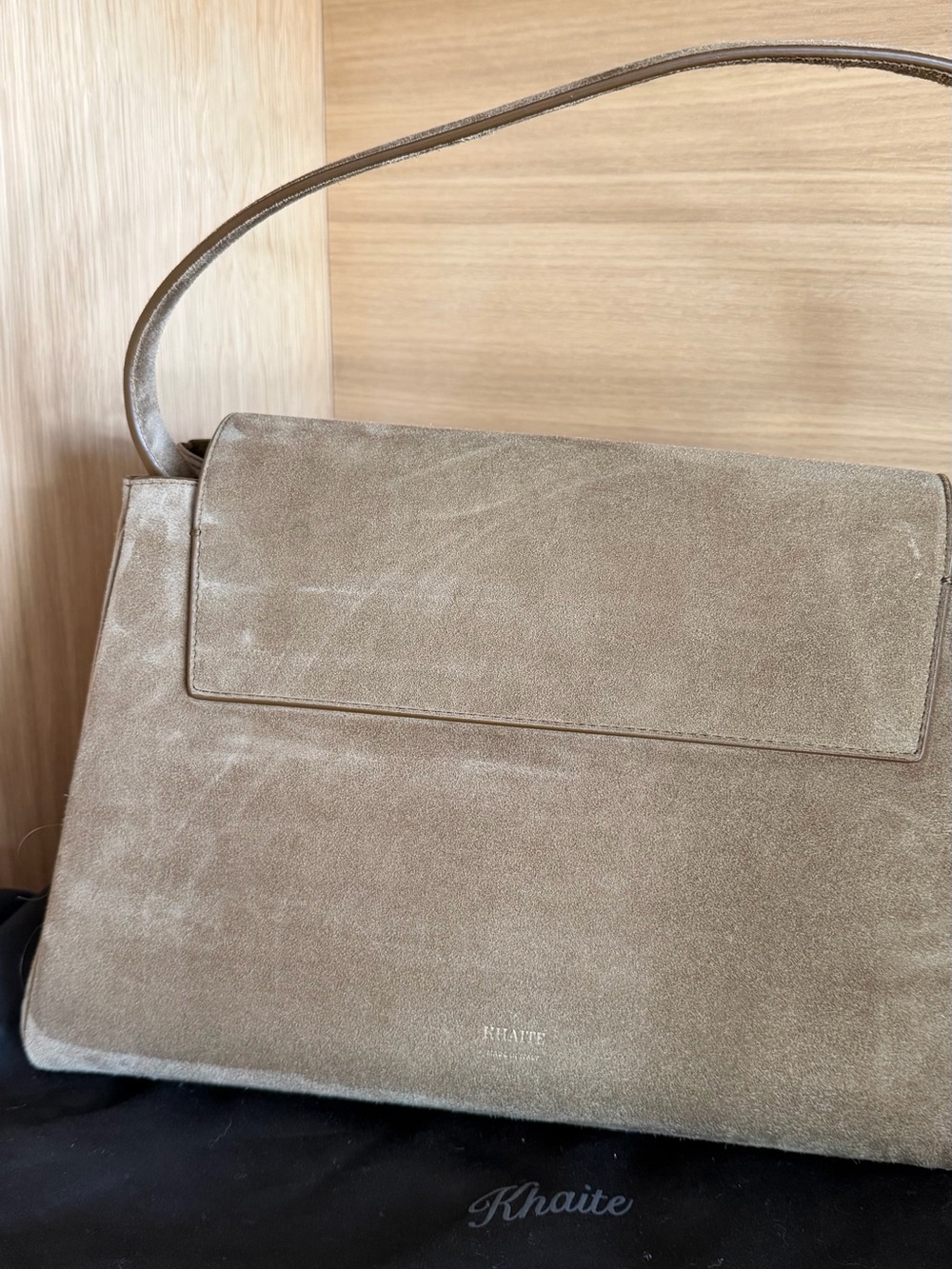 KHAITE AUDREY TOP HANDLE BAG in Mud Suede NEW - Picture 9 of 16
